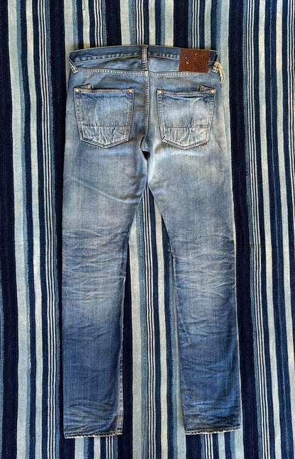 dark wash patchwork denim jeans