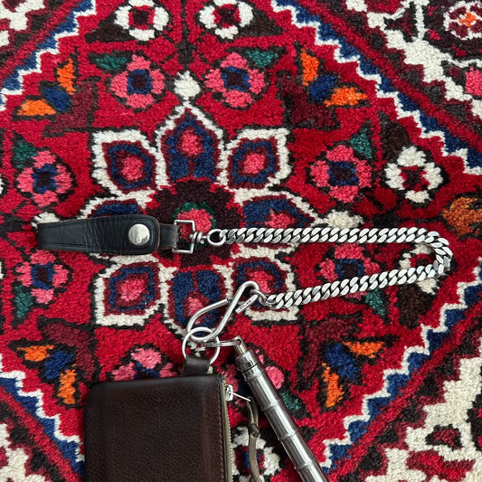 tenderloin silver wallet chain with leather details