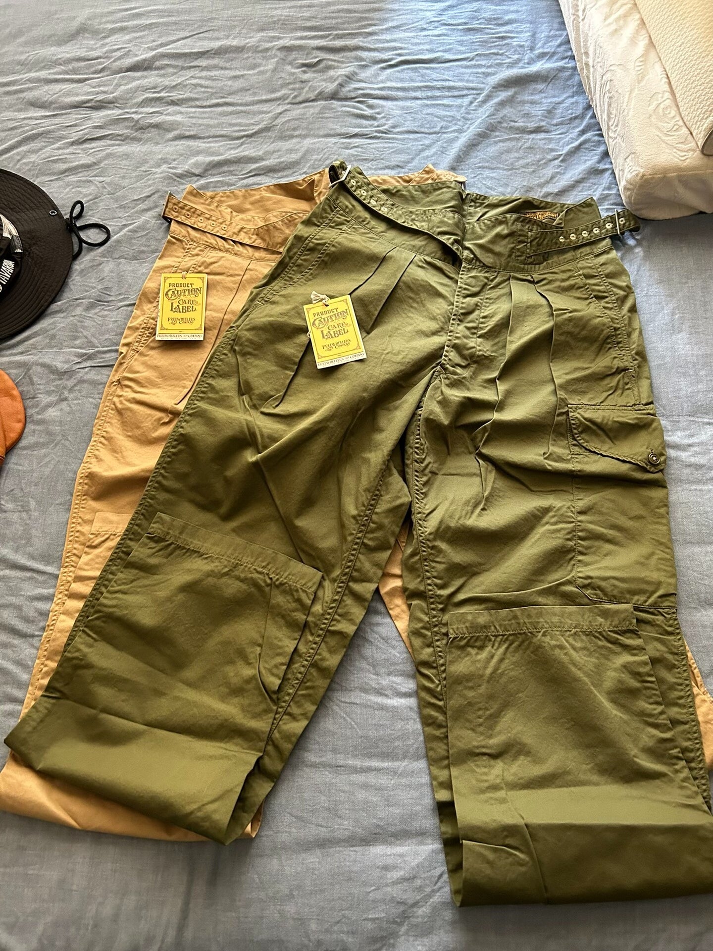 vintage military-style cargo pants with belt