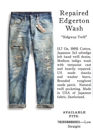 2018 Low Straight Selvedge Jean by RRL