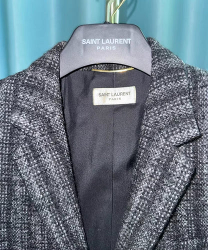 Saint Laurent 15FW Gray Pinstripe Wool Blazer