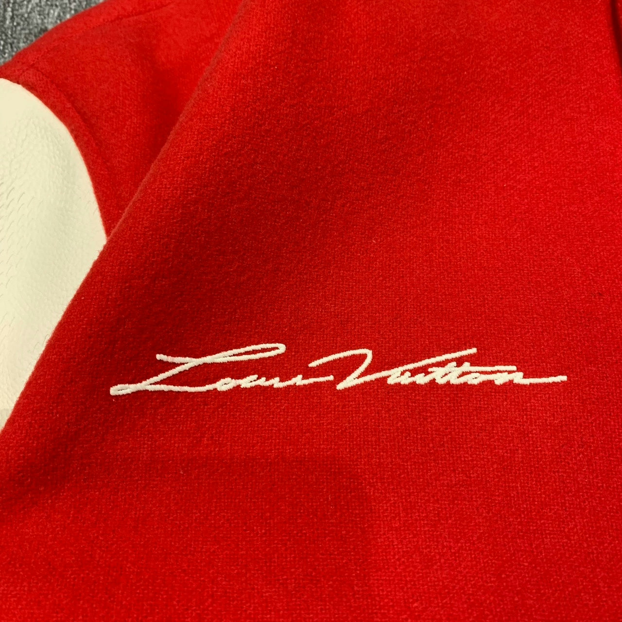 louis vuitton red and white embroidered jacket