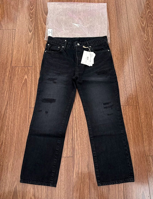 visvim cmky blk damaged jeans