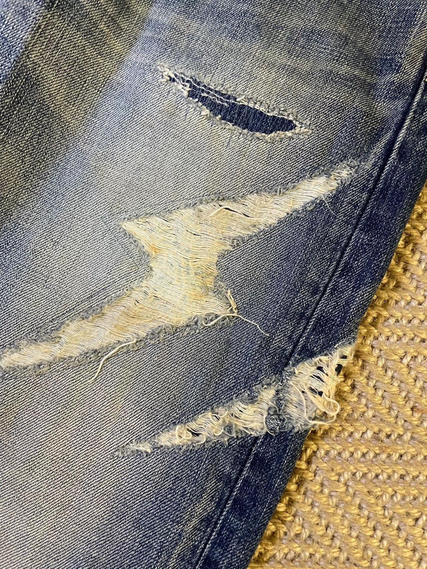 vintage denim with distressed details