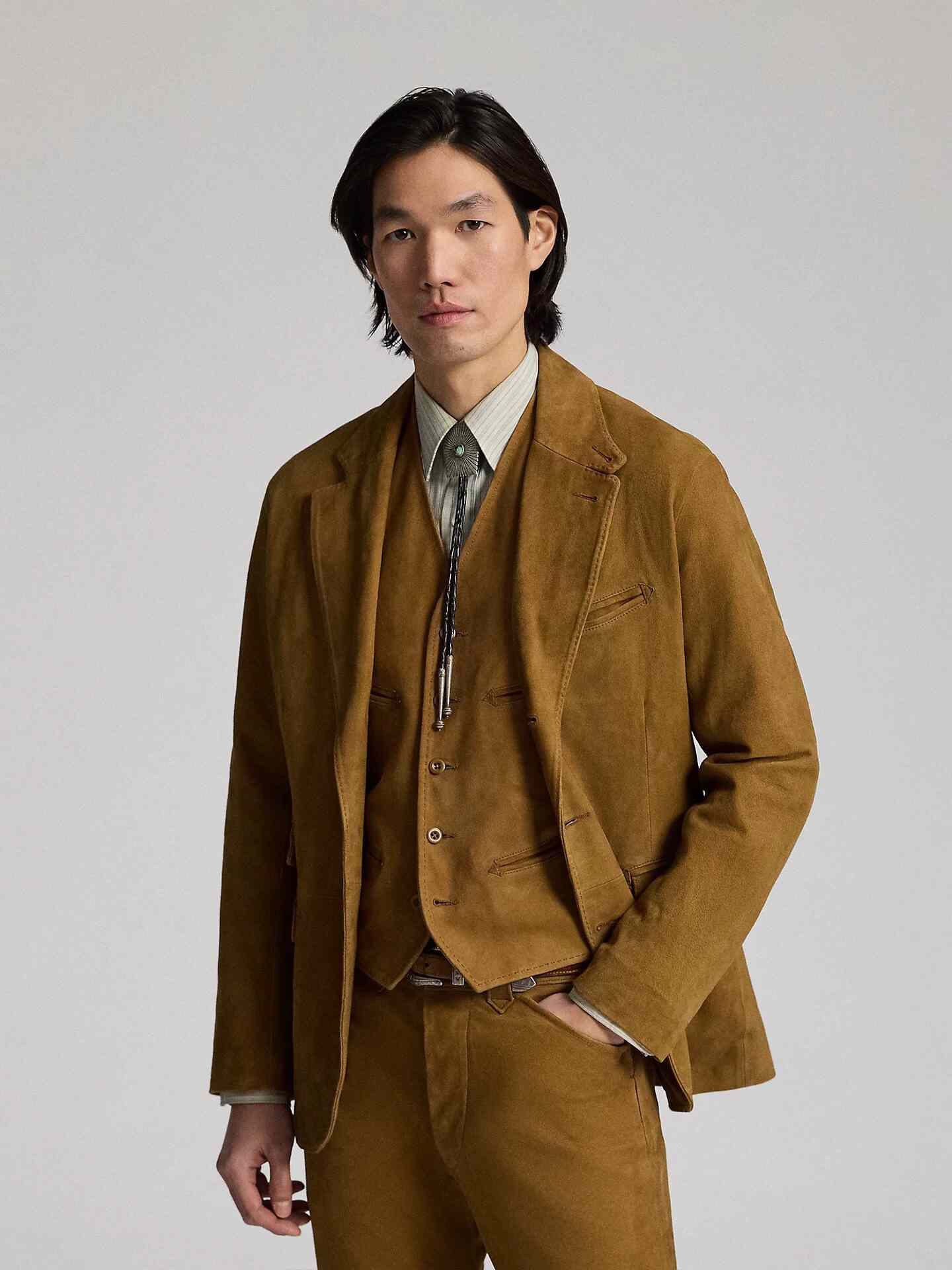 RRL Men's Western Style Cashmere Suede Blazer