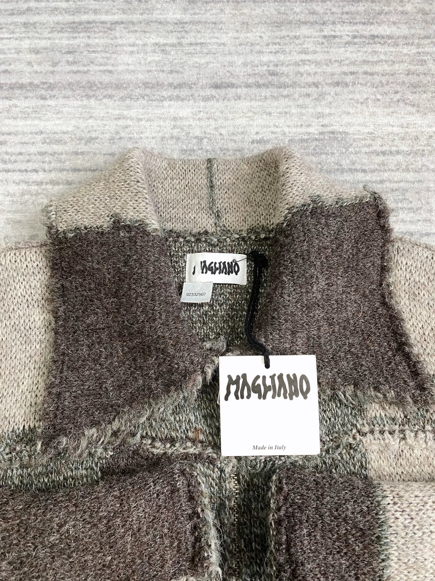 Deconstructed Wool Zip Jacket with Color Block