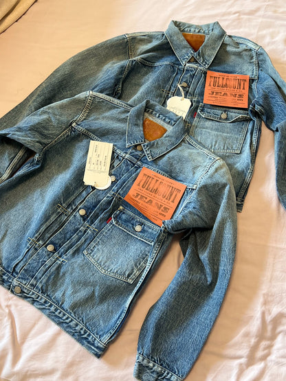 FULLCOUNT Washed Distressed Denim Jacket
