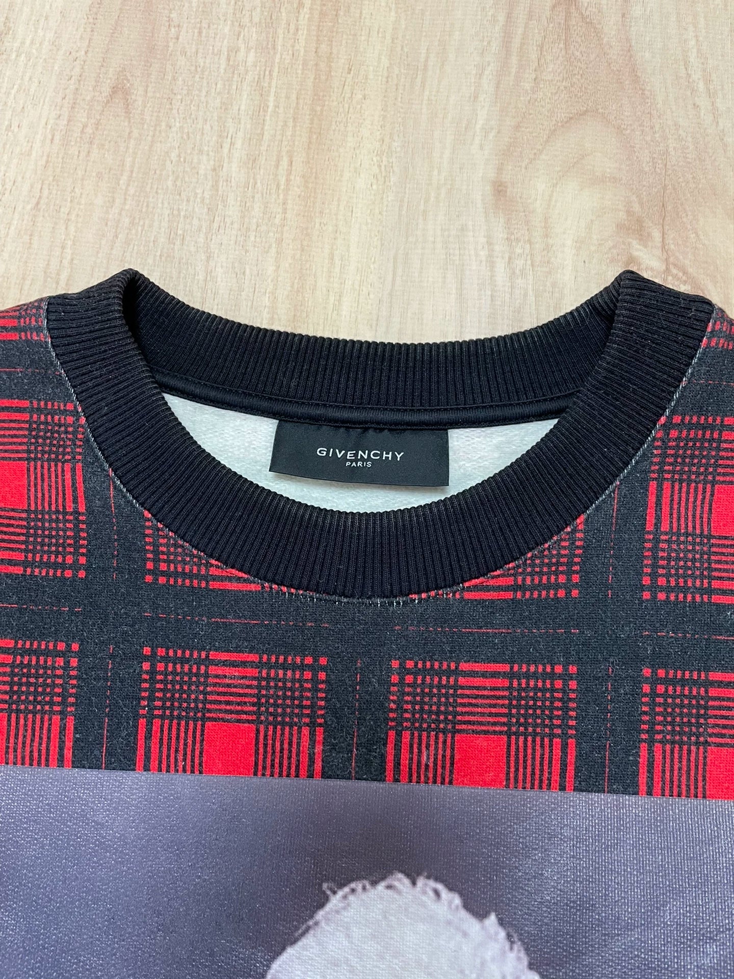 givenchy red plaid dog graphic sweatshirt
