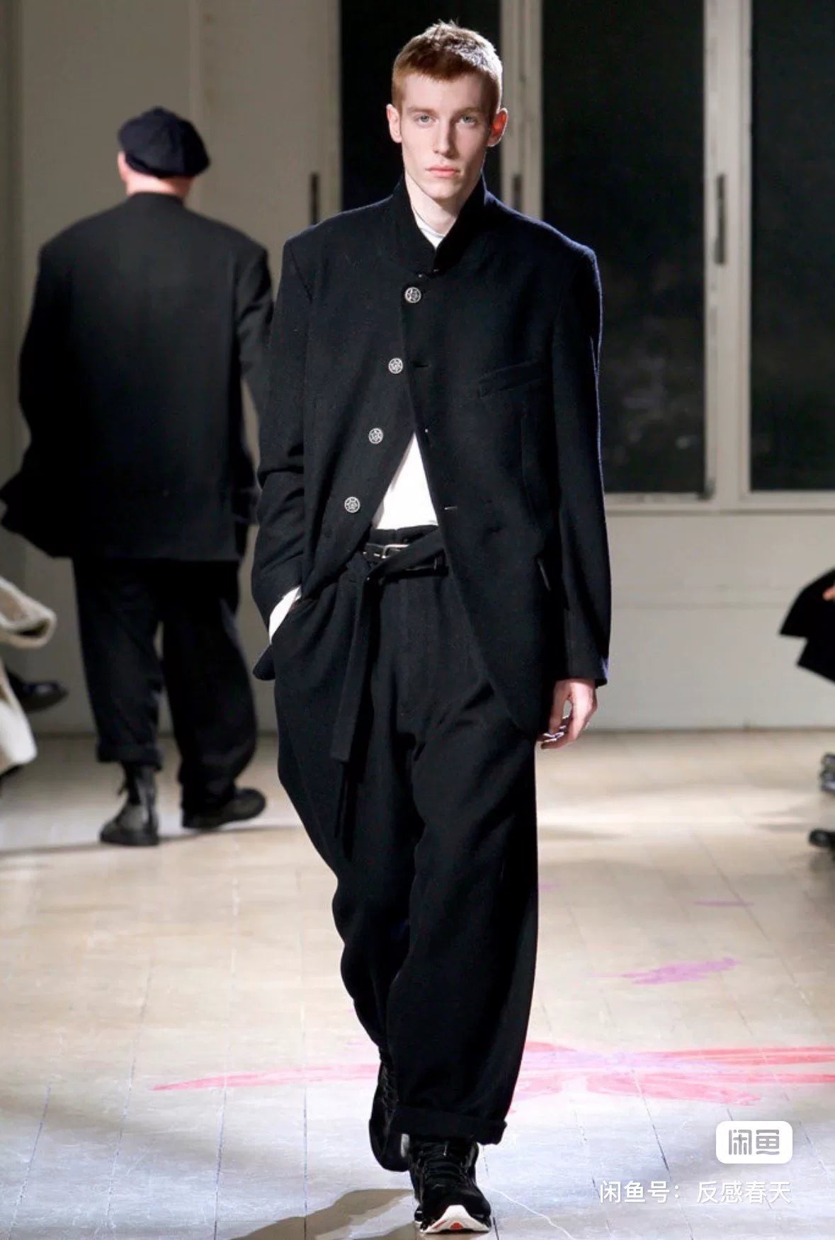 yohji yamamoto black stand collar jacket