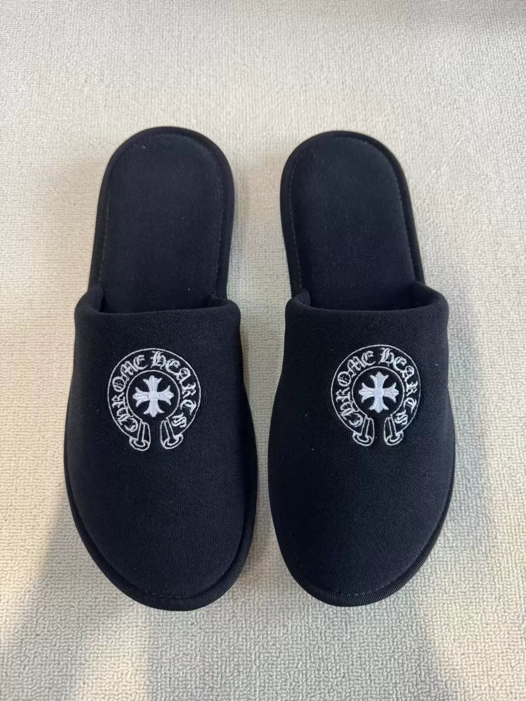 Chrome Hearts Horseshoe Embroidery Cotton Slippers