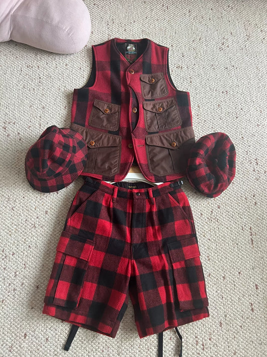 freewheelers plaid vest and shorts set