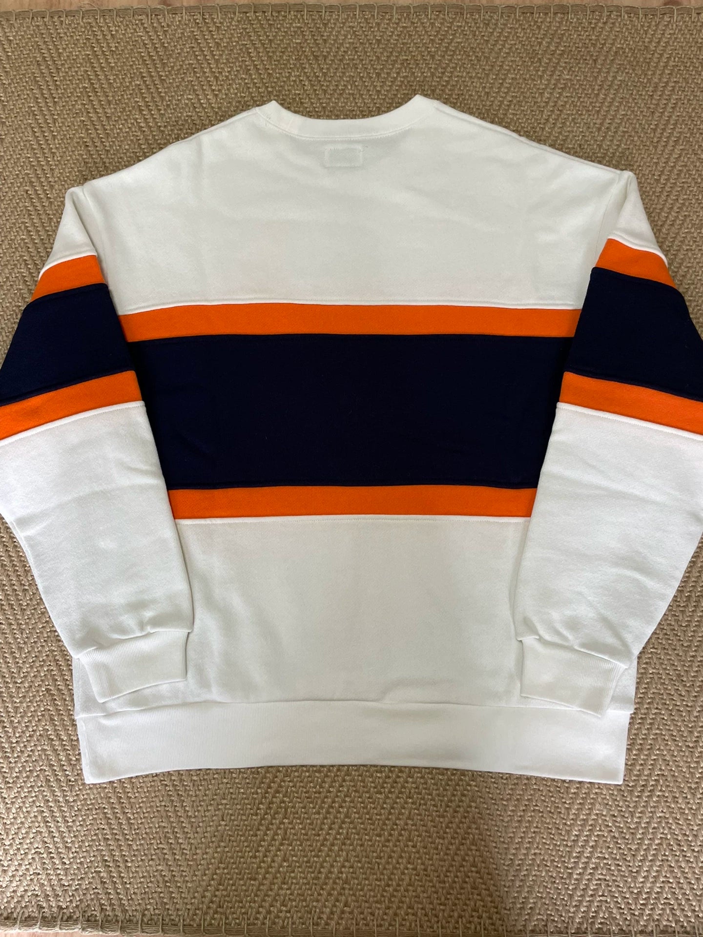 BEAMS Striped Color Block Fleece-Lined Relaxed Pullover