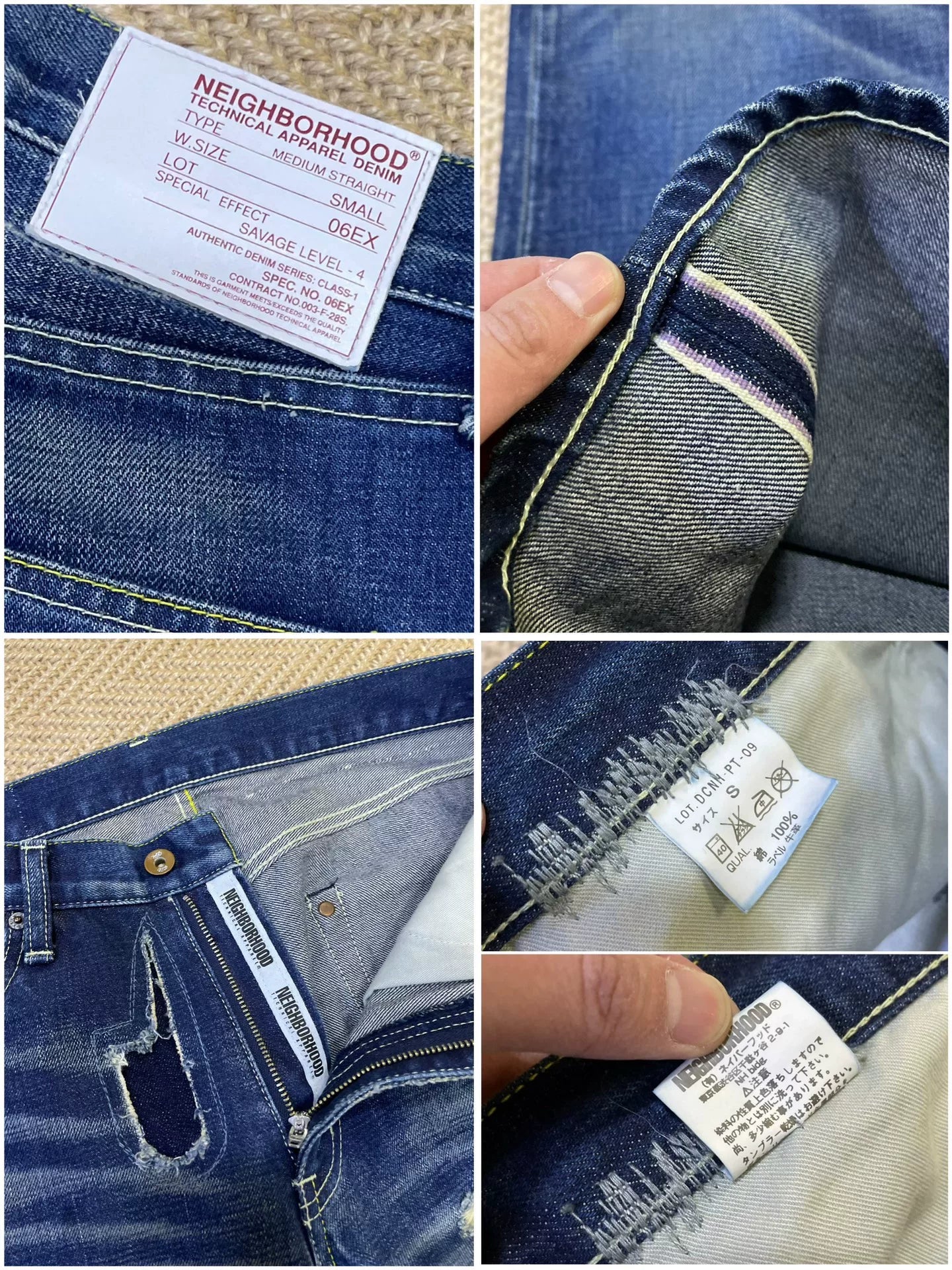 neighborhood patchwork distressed denim pants