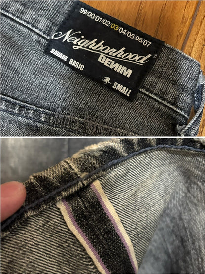 neighborhood savage basic distressed denim pants