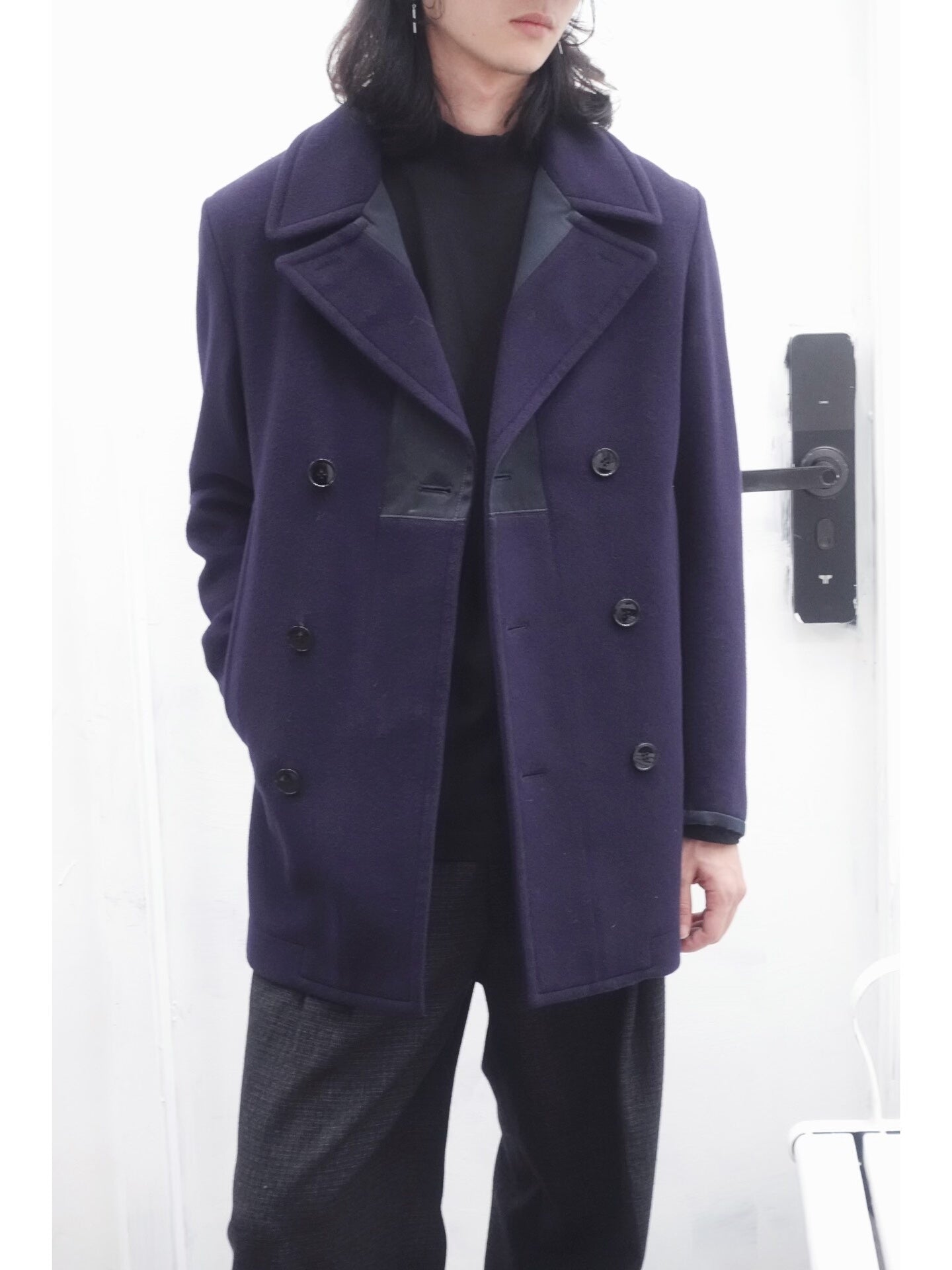 alexander mcqueen double-breasted wool blend coat