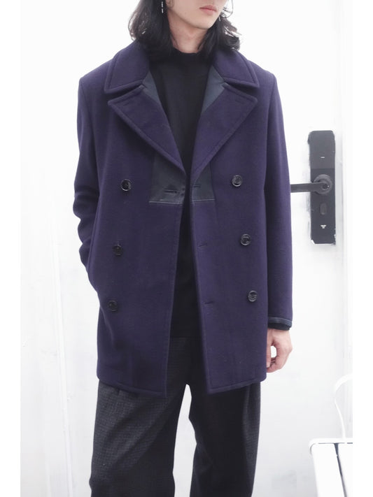 alexander mcqueen double-breasted wool blend coat