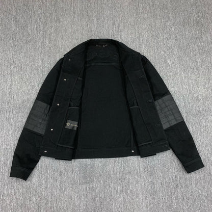 black short denim jacket with logo