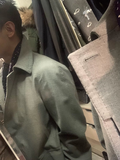 elegant short gray driving jacket for autumn