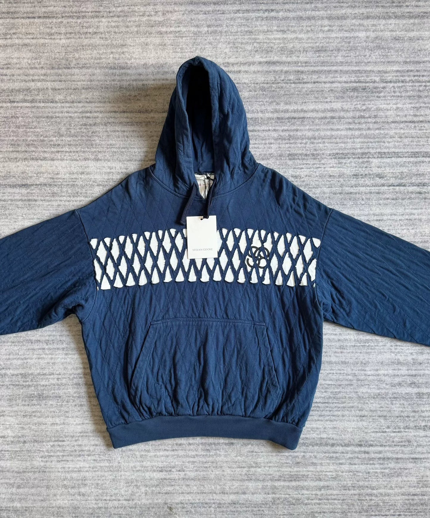 Stefan Cooke Hooded Diamond Pattern Sweatshirt