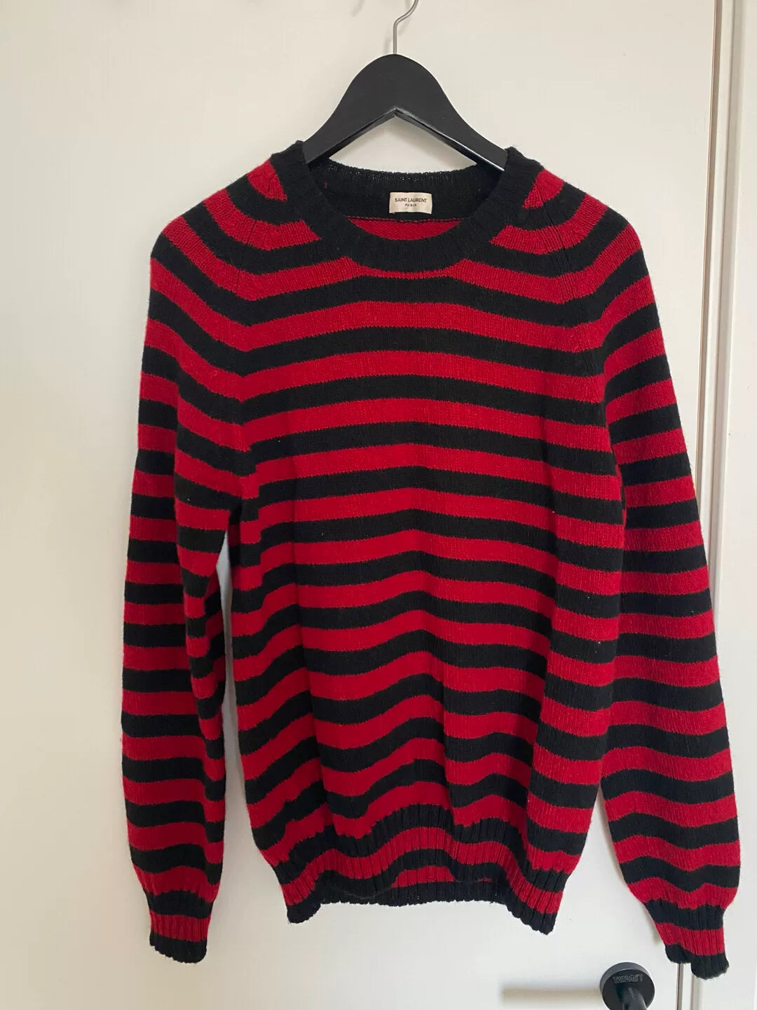Saint Laurent Wool Red Black Stripe Sweater