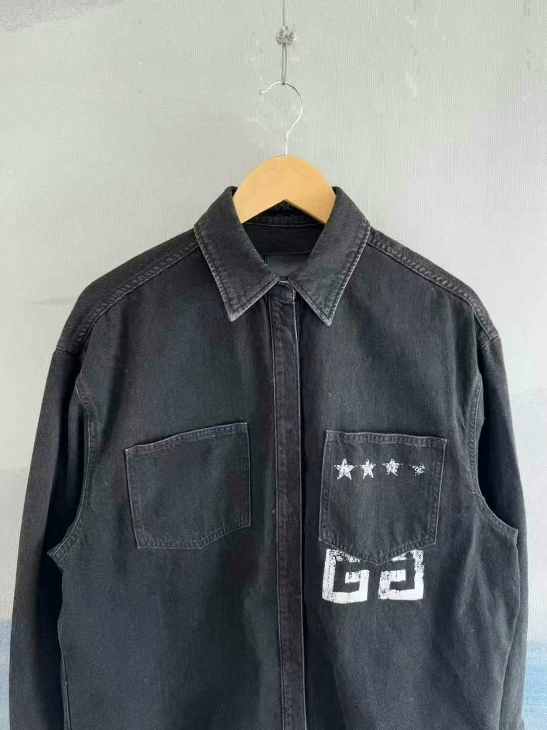 Givenchy Black Star Denim Shirt Size 38