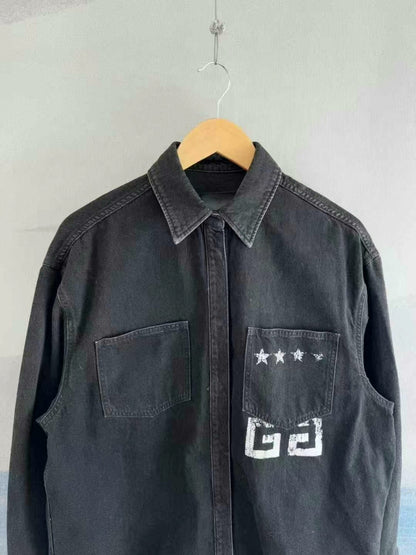 Givenchy Black Star Denim Shirt Size 38