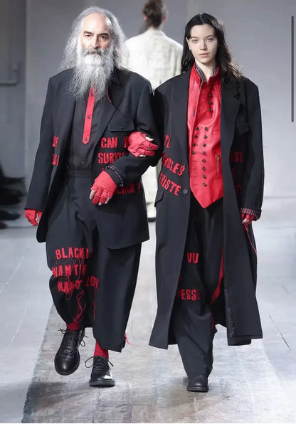 Yohji Yamamoto Red Black Collar Shirt