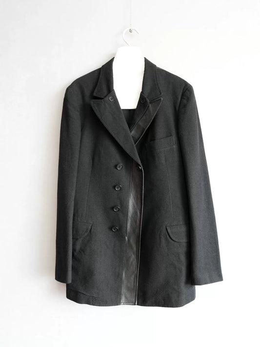black zip front jacket by yohji yamamoto