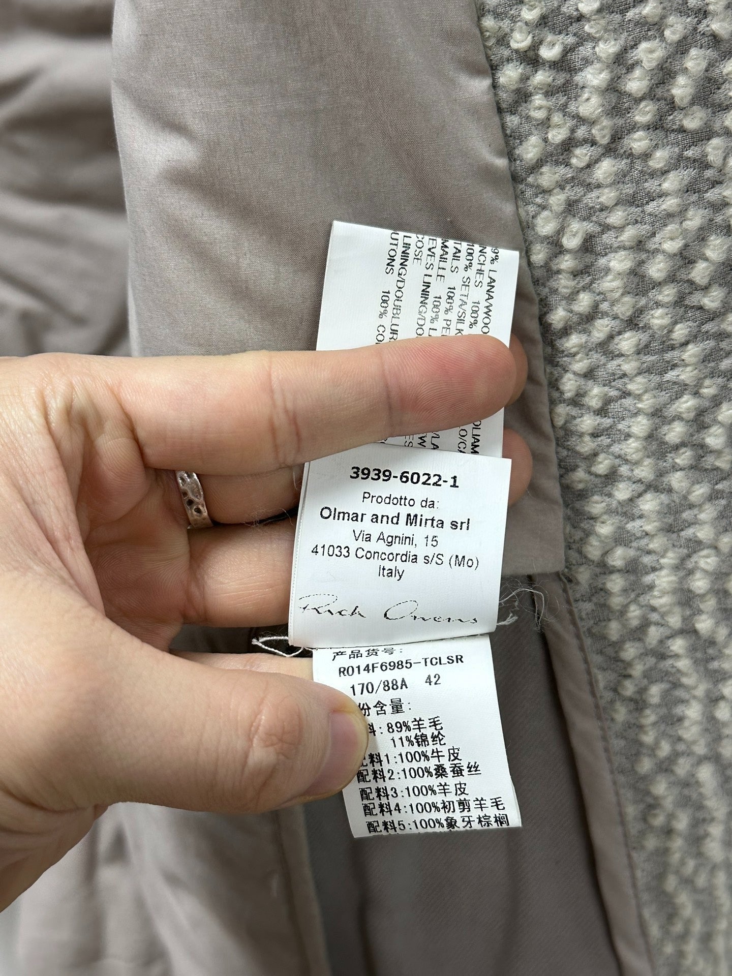 Rick Owens Cashmere Lambskin Long Jacket