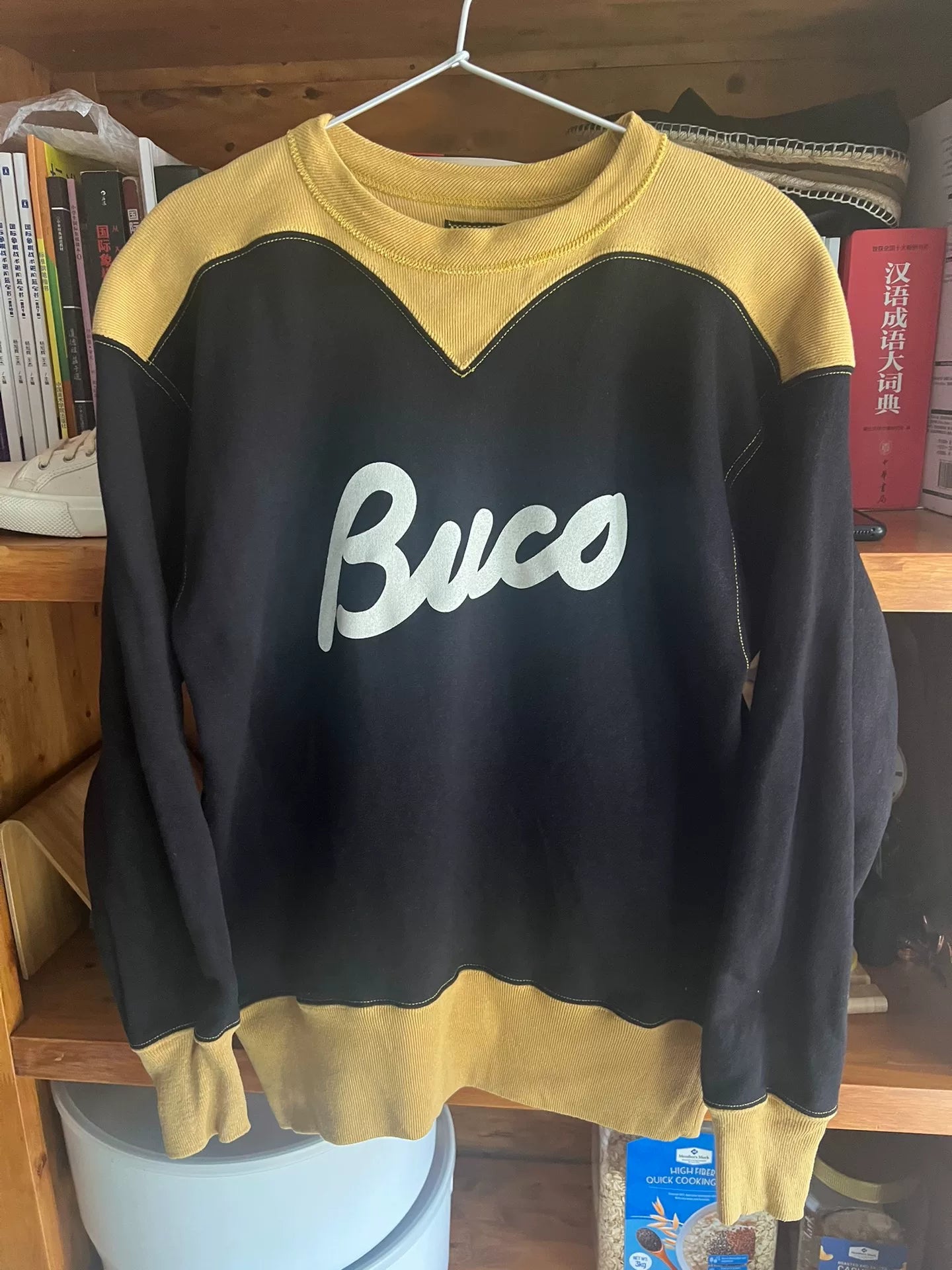 vintage buco fleece sweatshirt in black and yellow