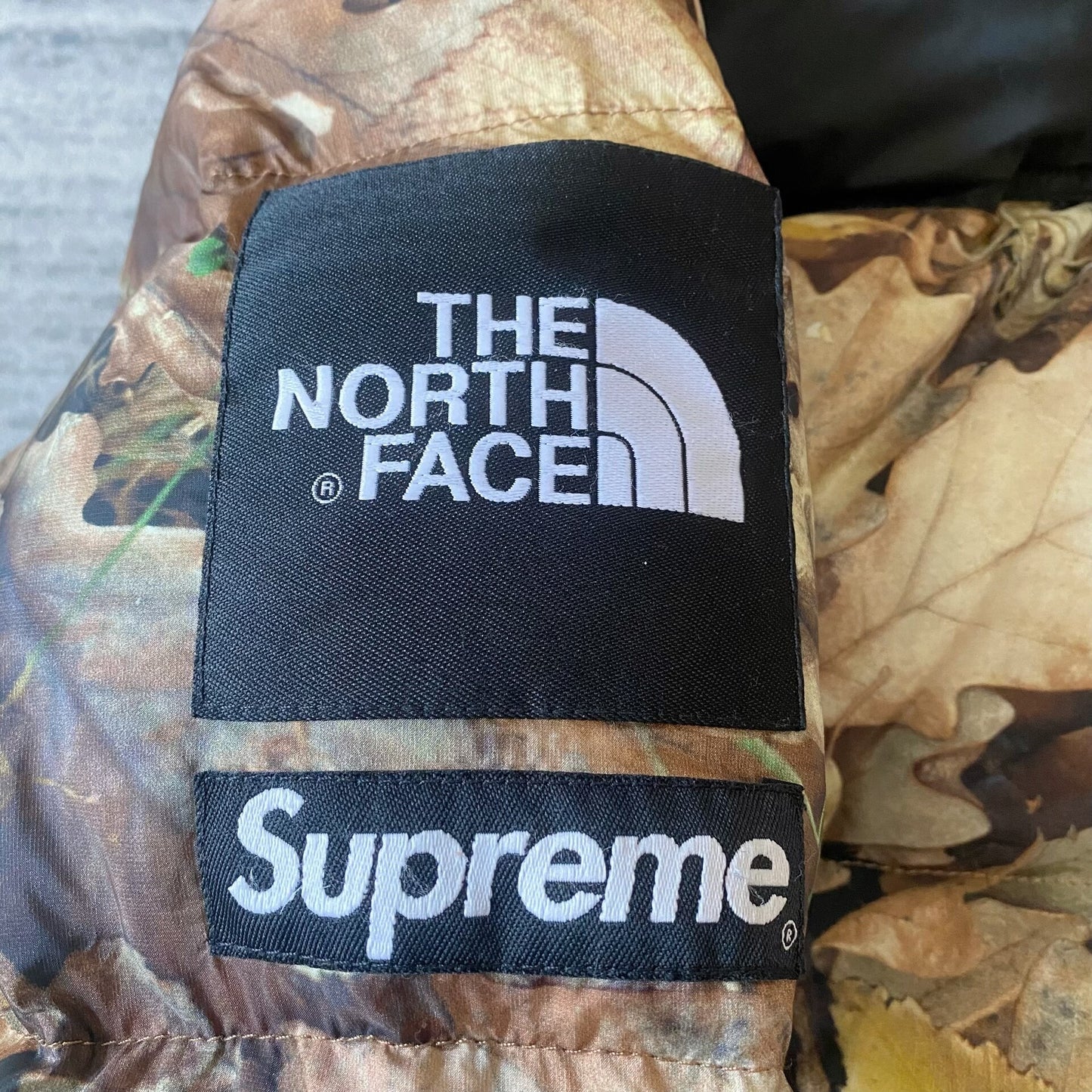 supreme x north face camouflage down jacket