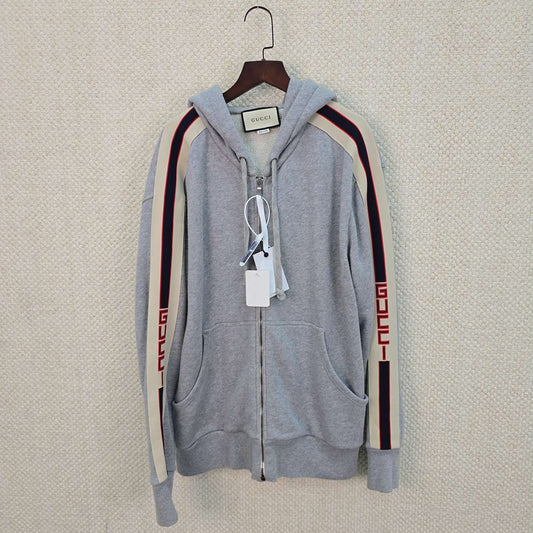gucci striped logo hooded jacket size M