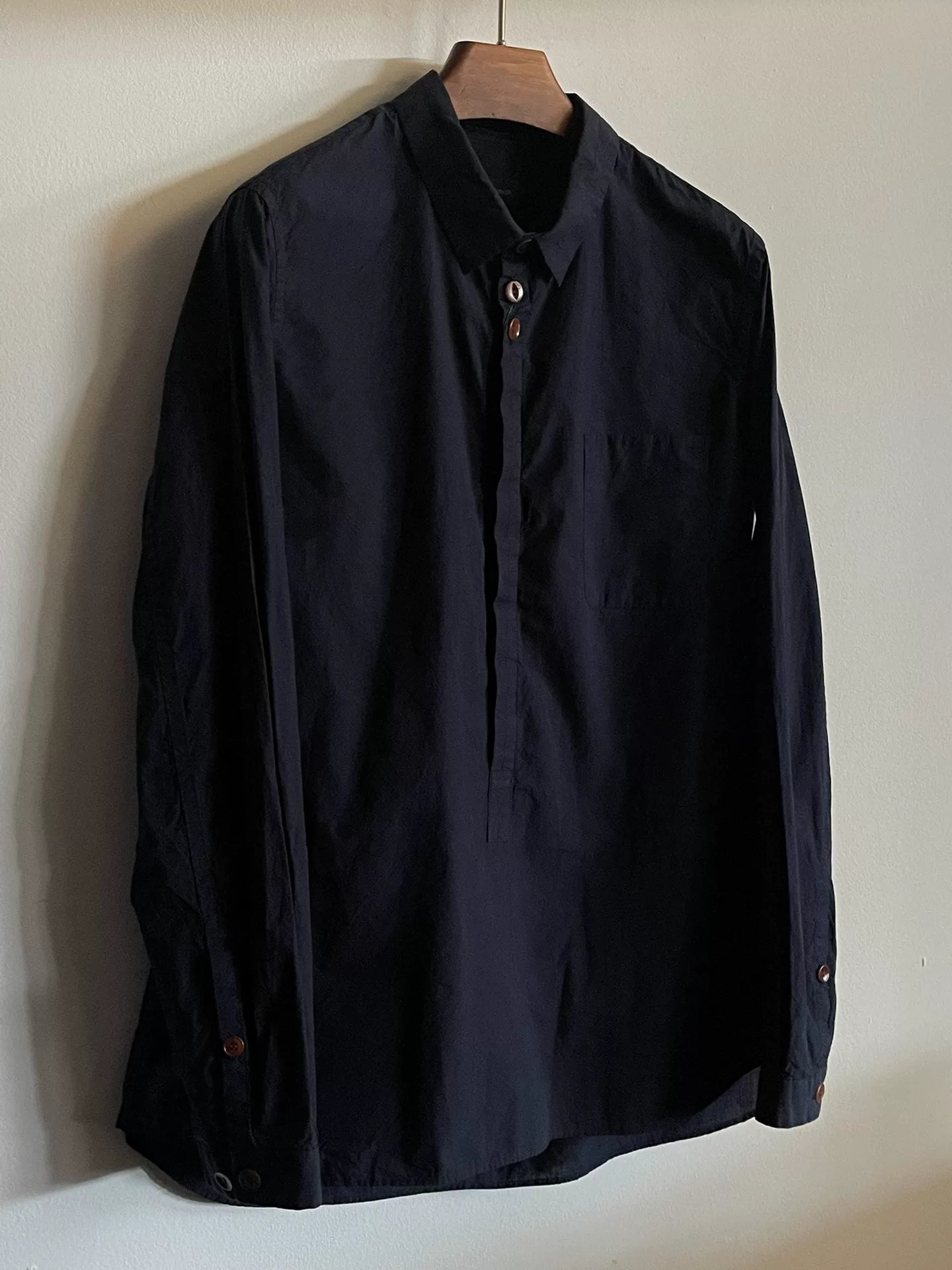 navy henley collar shirt from Undercover
