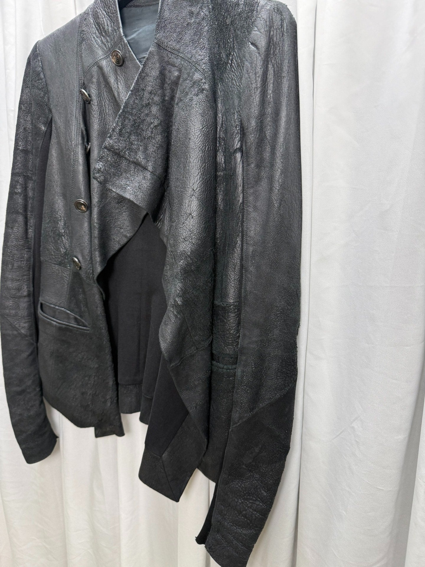 Rick Owens Suede Distressed Biker Jacket