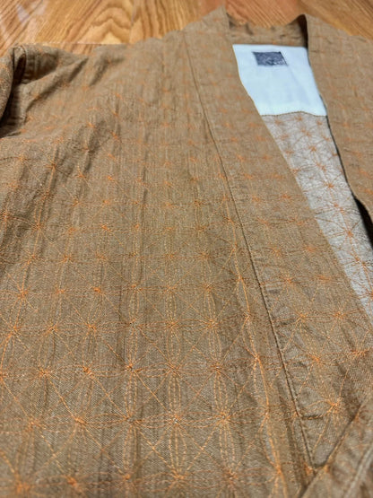 visvim sashiko lhamo shirt in brown