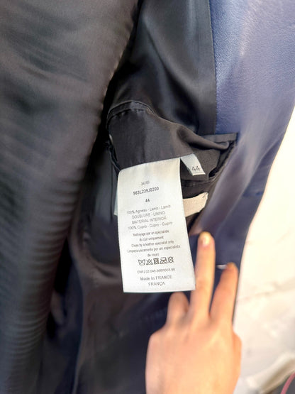 dior blue leather suit jacket