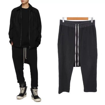 black wool cotton blend cropped pants