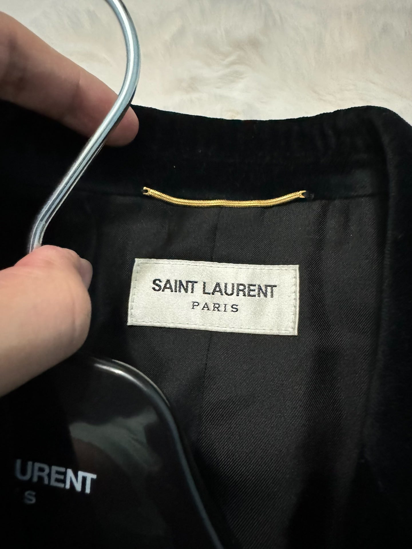 Saint Laurent Black Velvet Gold Trim Blazer