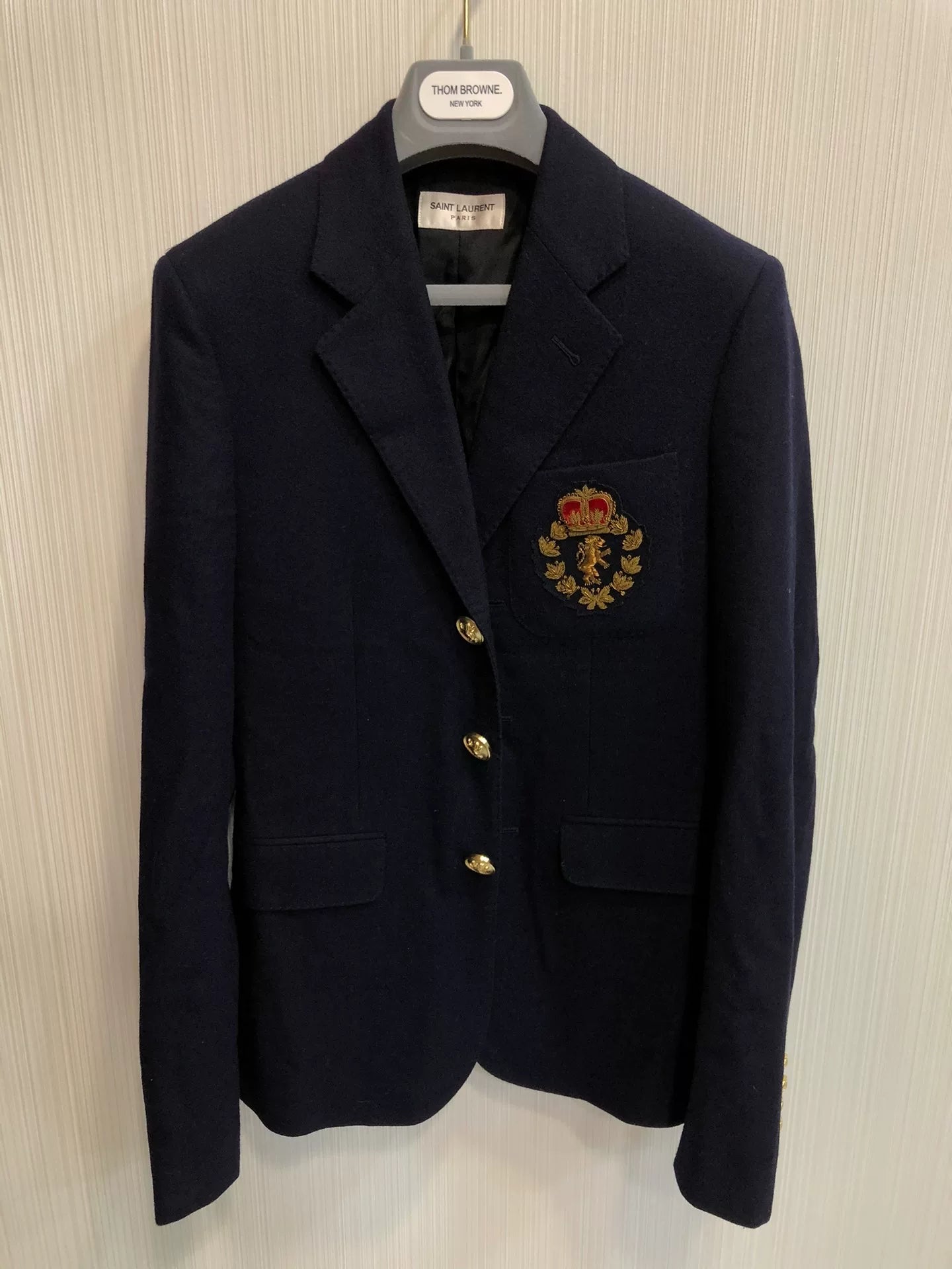 Saint Laurent Gold Crest Blue Blazer