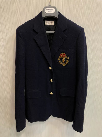 Saint Laurent Gold Crest Blue Blazer