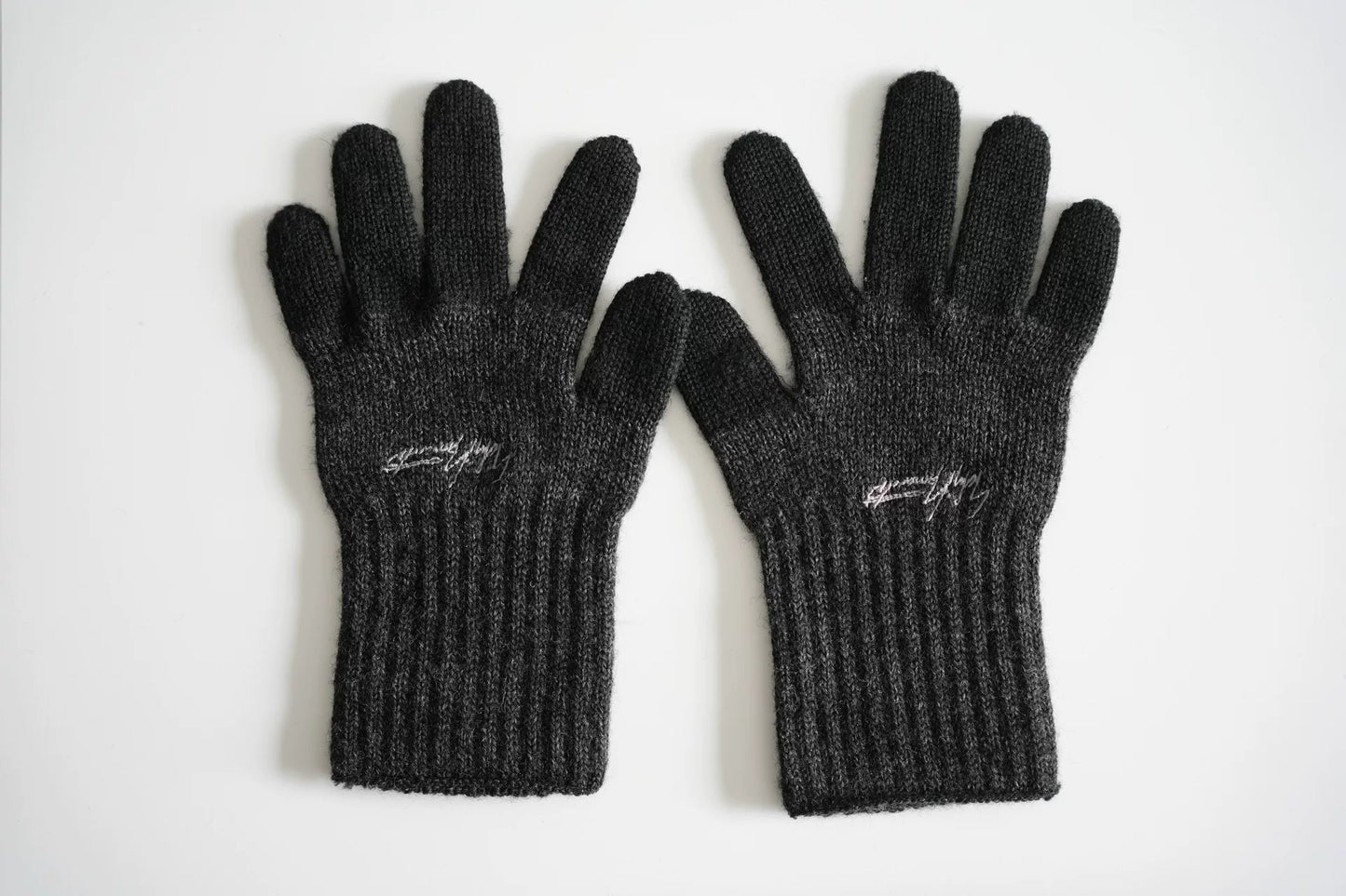 Yohji Yamamoto Black Gray Embroidered Gloves