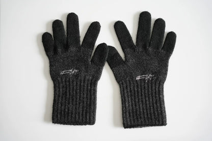 Yohji Yamamoto Black Gray Embroidered Gloves