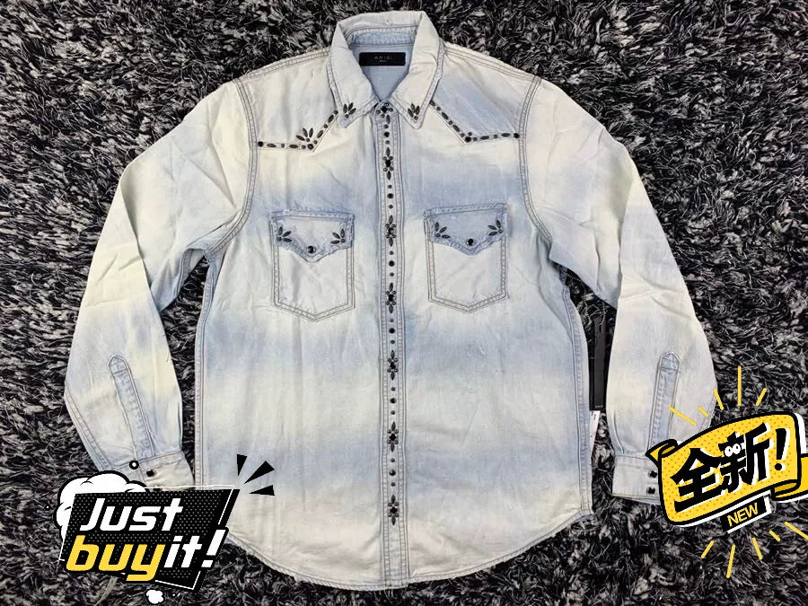 Amiri Distressed Denim Shirt Size S