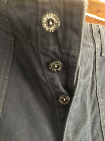 vintage blue work pants with unique details