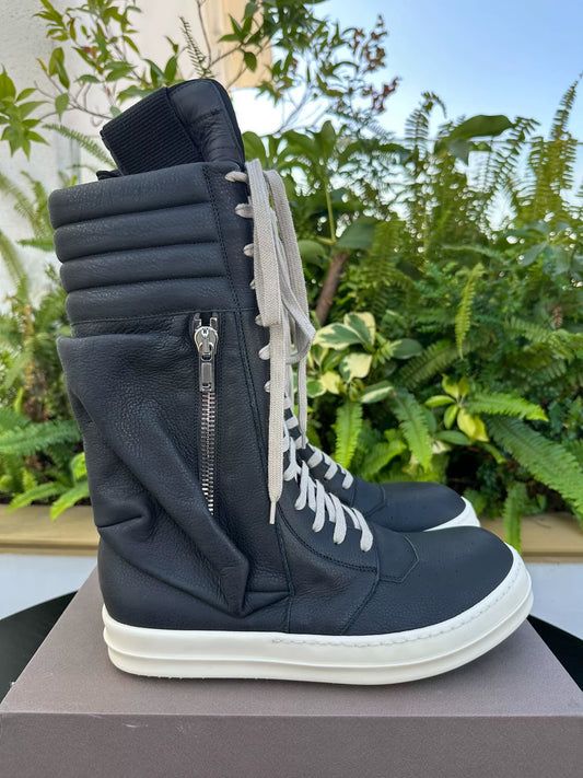 Rick Owens Matte Leather Cargo Boots