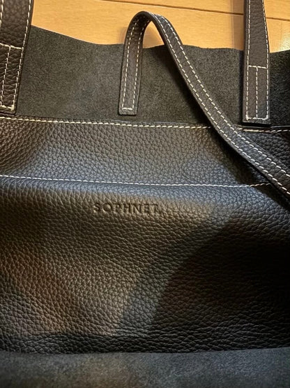 sophnet black leather tote bag