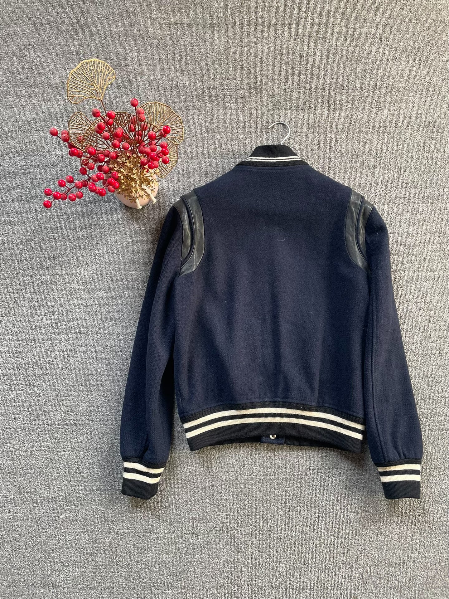Saint Laurent 14FW Navy Varsity Jacket