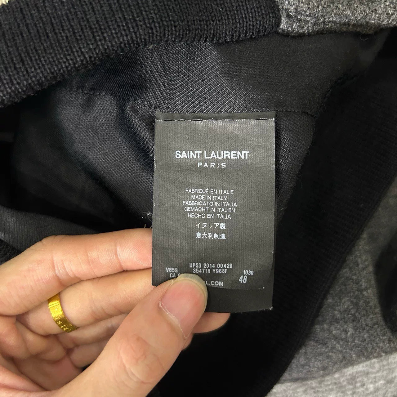 Saint Laurent Gray Wool Baseball Jacket