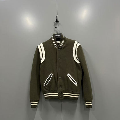 SAINT LAURENT Olive Green Baseball Jacket