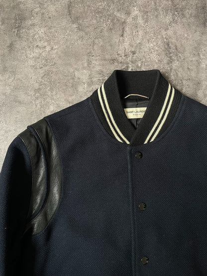 Saint Laurent Navy Varsity Wool Jacket